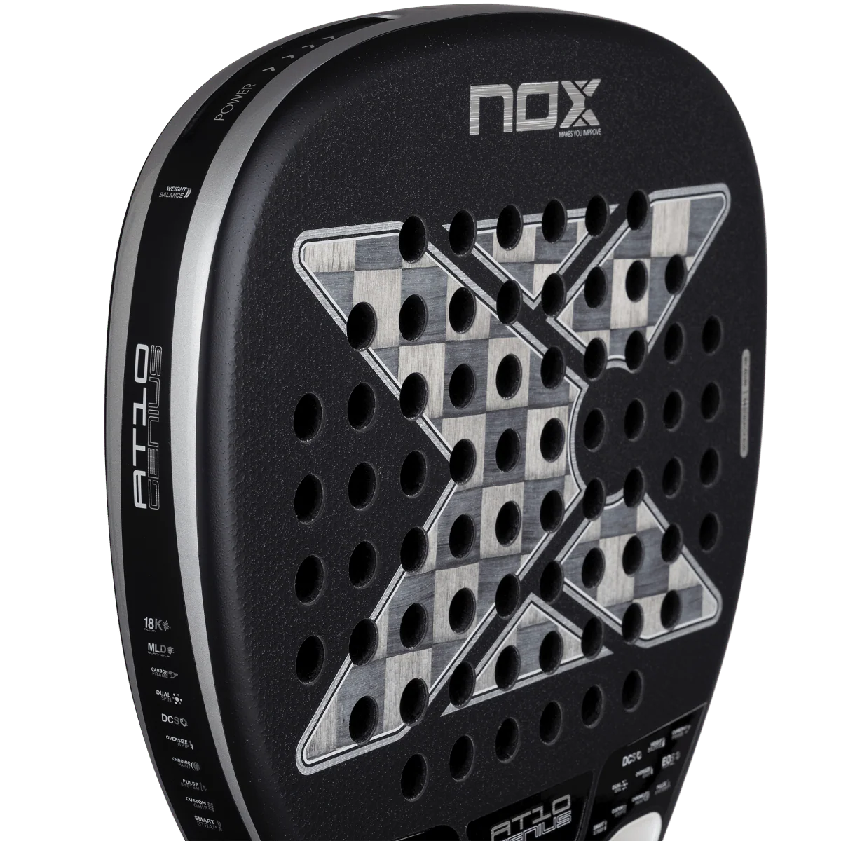 Raquette de padel NOX AT10 Genius Attack 18K Alum 2026 - vue de profil