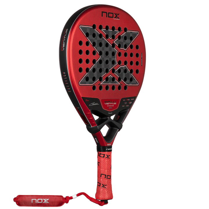 Raquette padel EA10 Ventus Hybrid forme goutte d'eau design rouge et noir